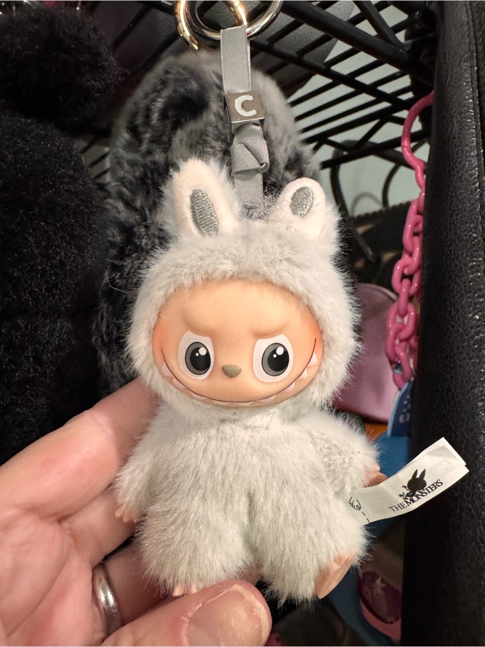The Mascots Gray Plush Bunny-Hood Keychain Stuffed Animal